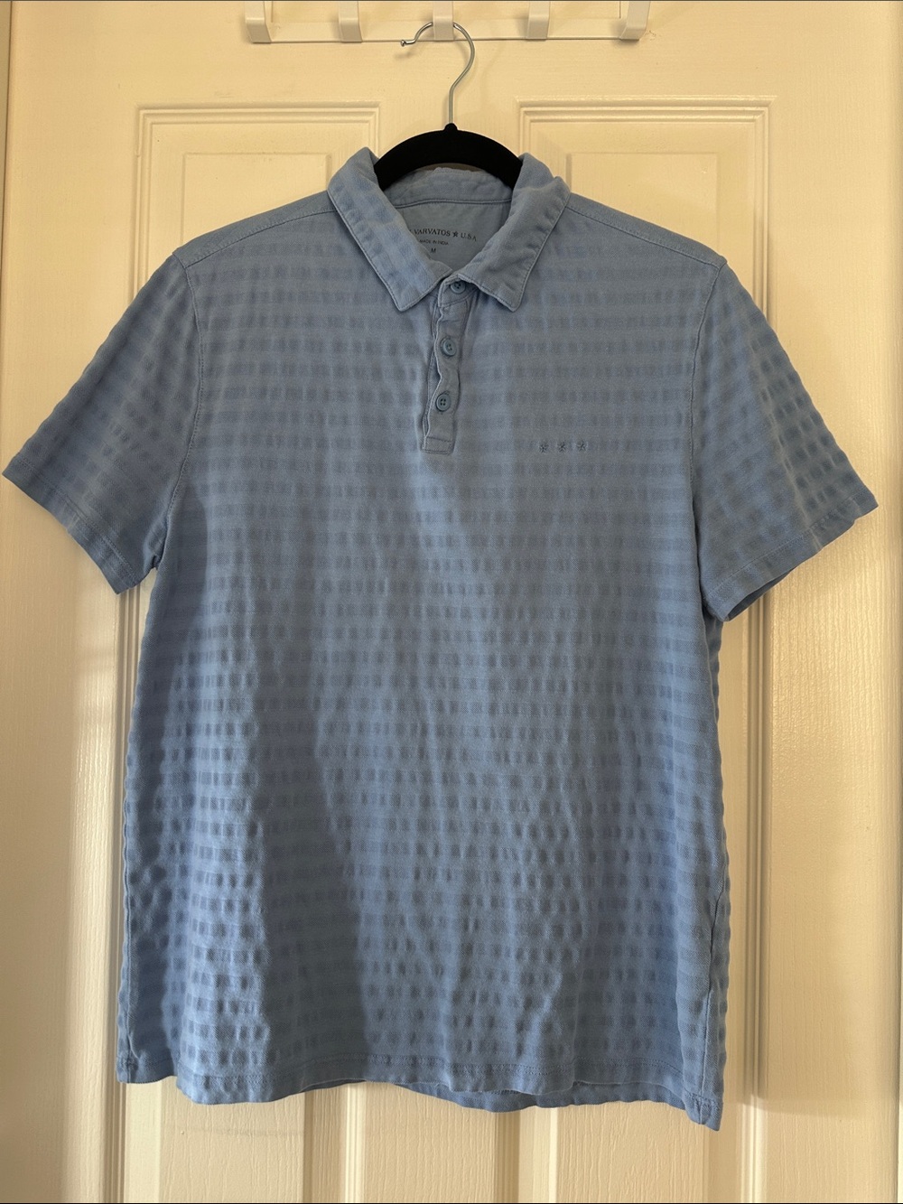 John Varvatos Men's Light Blue Textured Polo